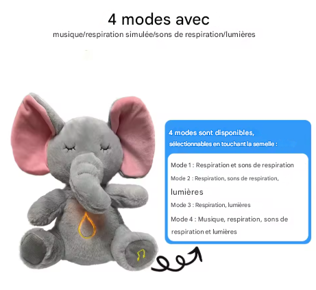 Peluche chantant éléphant interactif pour bébé