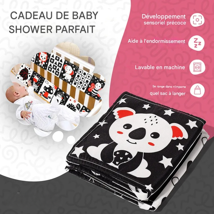 Livre contrasté – Stimulation visuelle pour nouveau-né