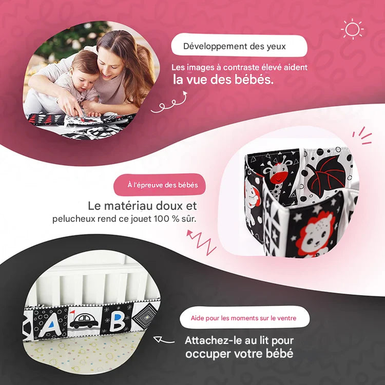 Livre contrasté – Stimulation visuelle pour nouveau-né