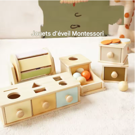 Tambour tournant Montessori – Jeux d’éveil musical en bois