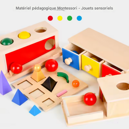 Jouet en bois Montessori – Apprentissage sensoriel
