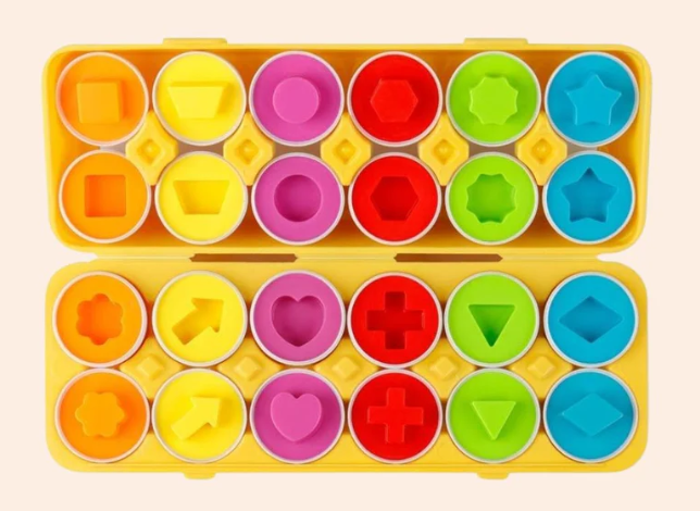 Œufs géométriques Montessori – Jeu d’association sensorielle