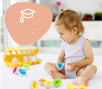Œufs géométriques Montessori – Jeu d’association sensorielle
