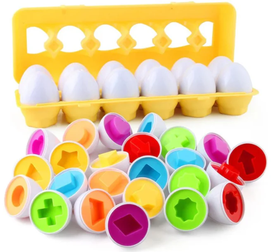 Œufs géométriques Montessori – Jeu d’association sensorielle