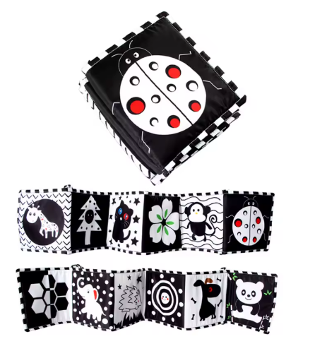 Livre contrasté – Stimulation visuelle pour nouveau-né