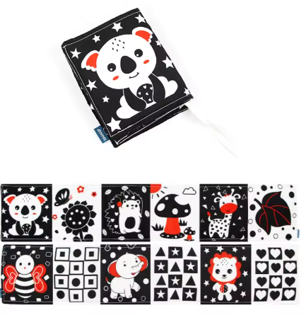 Livre contrasté – Stimulation visuelle pour nouveau-né